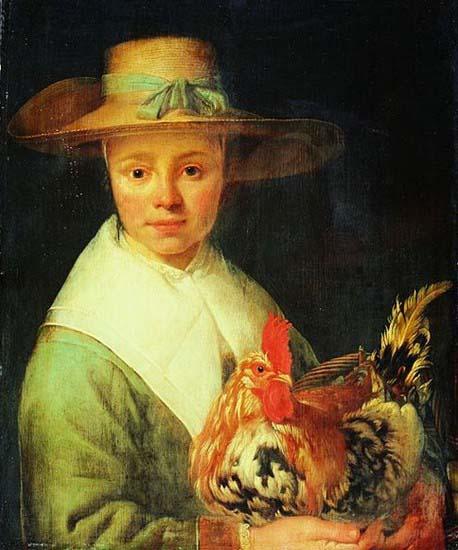 Jacob Gerritsz Cuyp A Girl with a Rooster Germany oil painting art